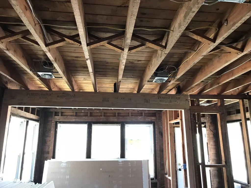 Main floor gutted to the joists during renovation