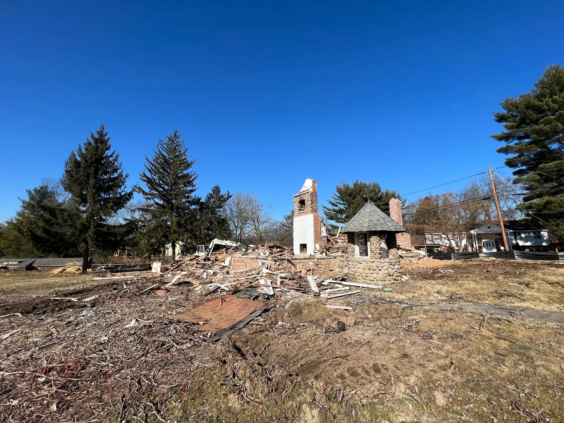 Teardown of the original home on the site before construction