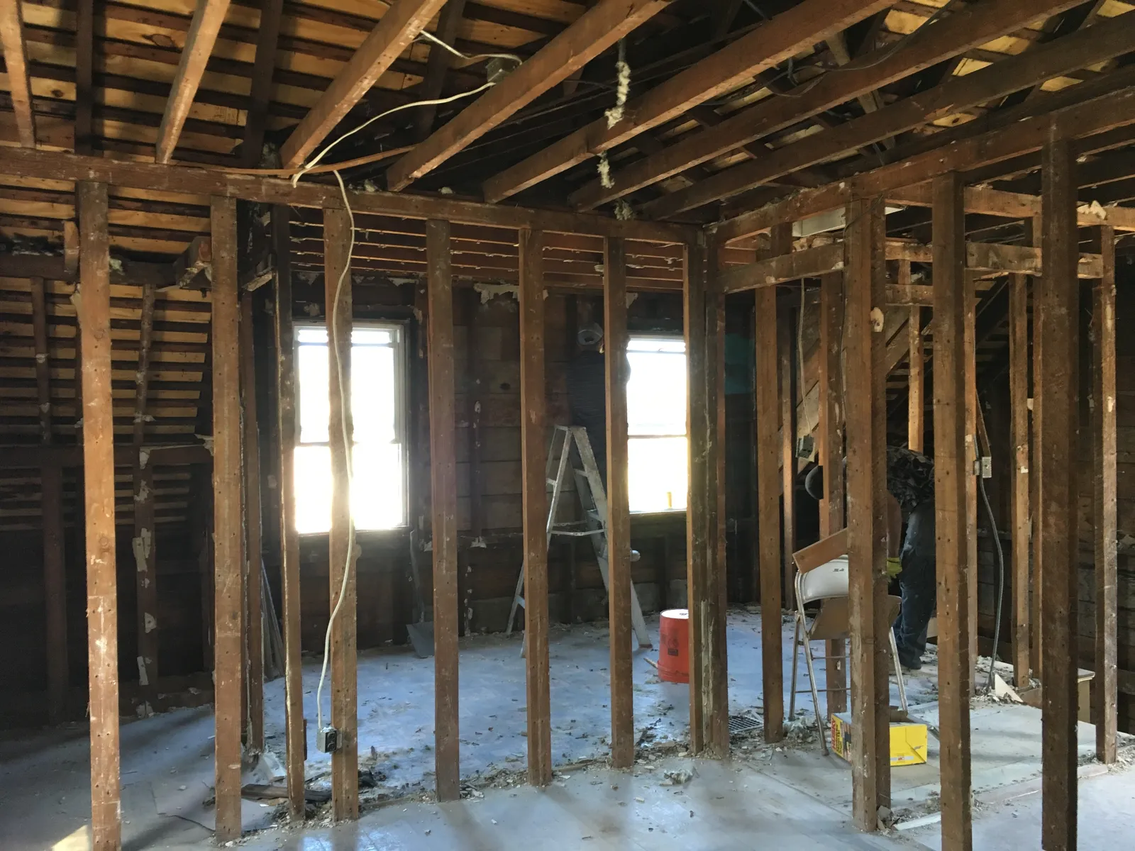 Interior gutted to the studs during renovation